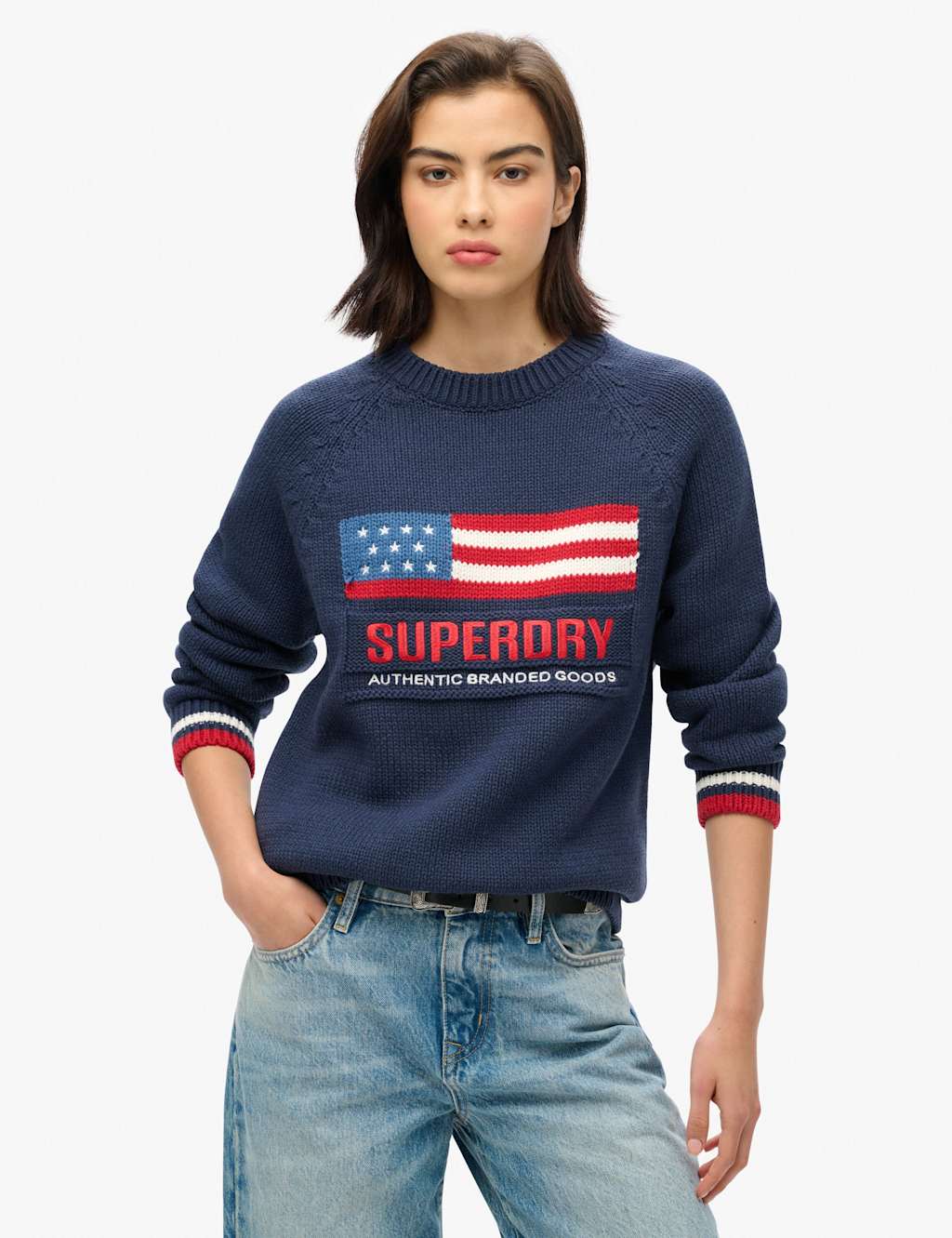 Cotton Rich Slogan Crew Neck Relaxed Jumper