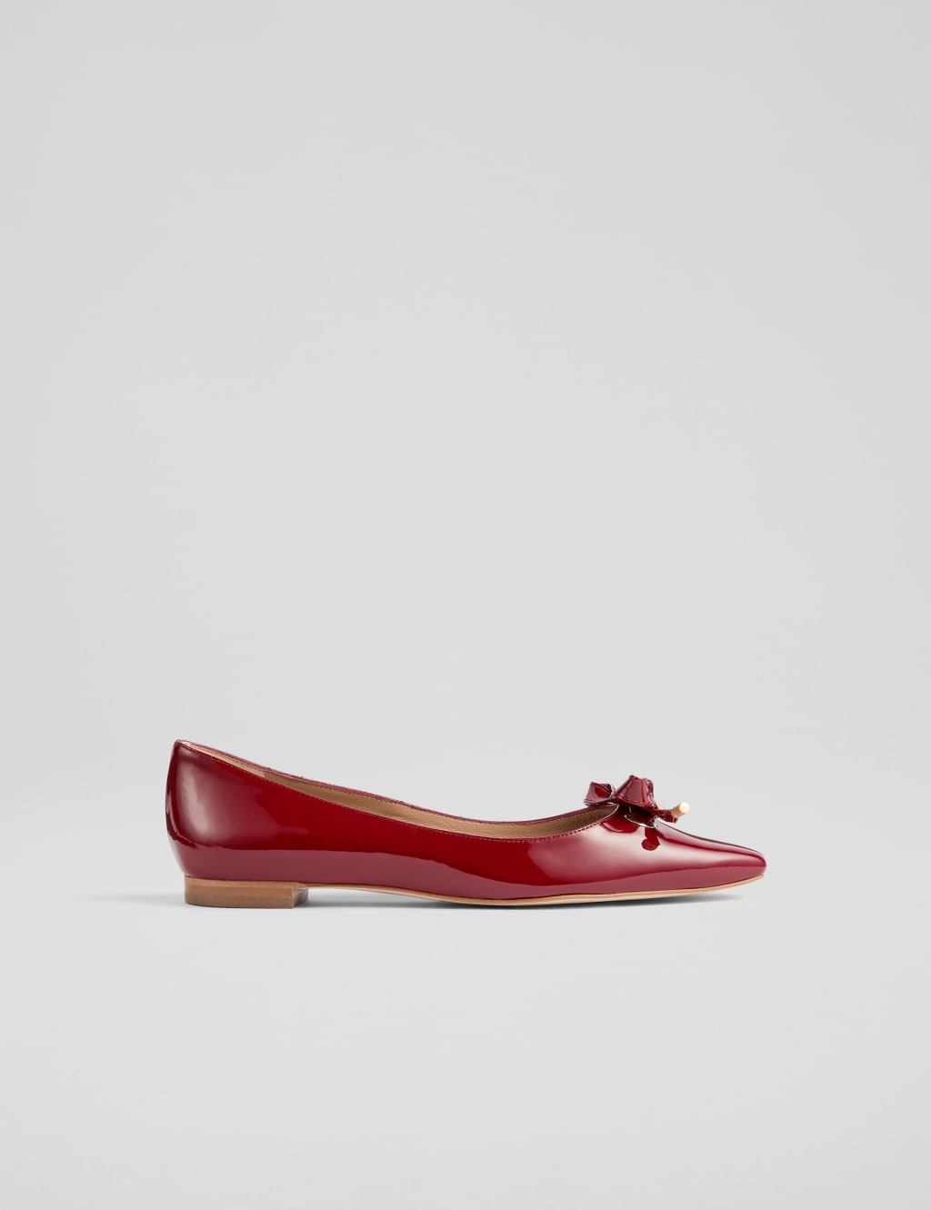 Patent Leather Bow Flat Square Toe Pumps