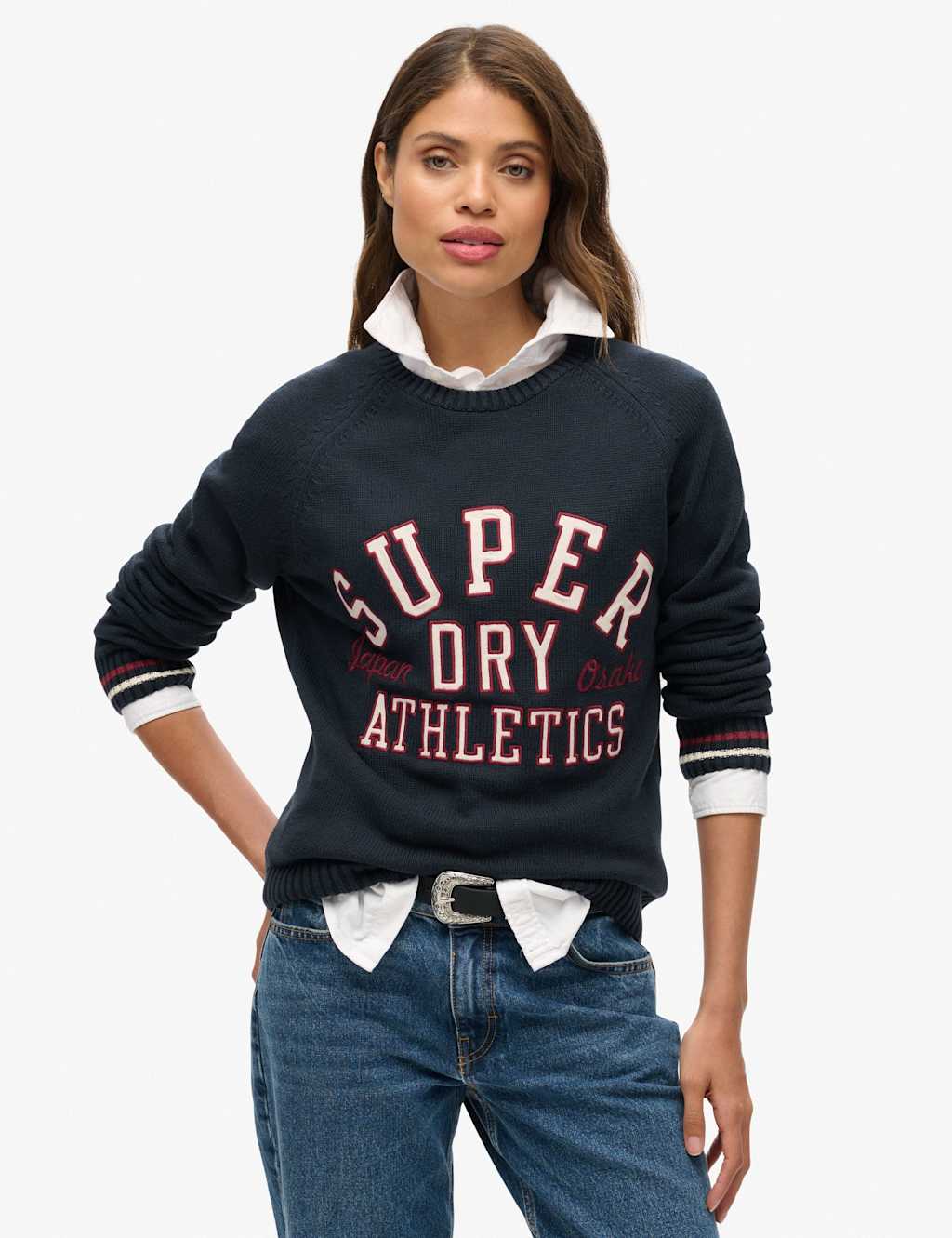 Pure Cotton Crew Neck Slogan Relaxed Jumper