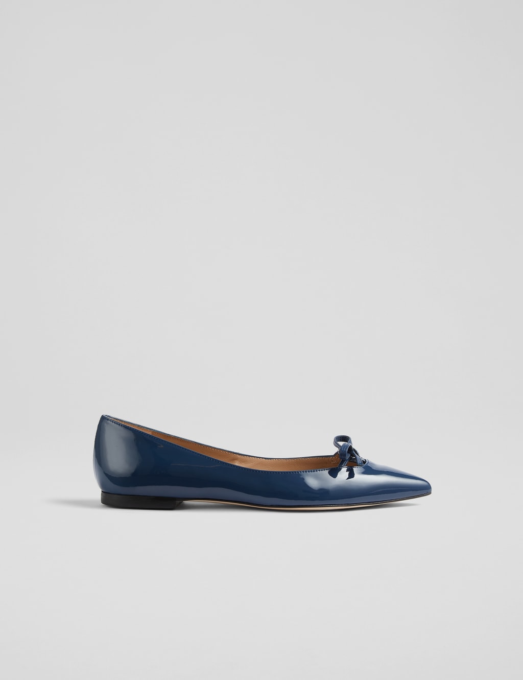 Lk Bennett Women's Patent Bow Detail Pointed Flat Pumps - 6 - Navy, Navy