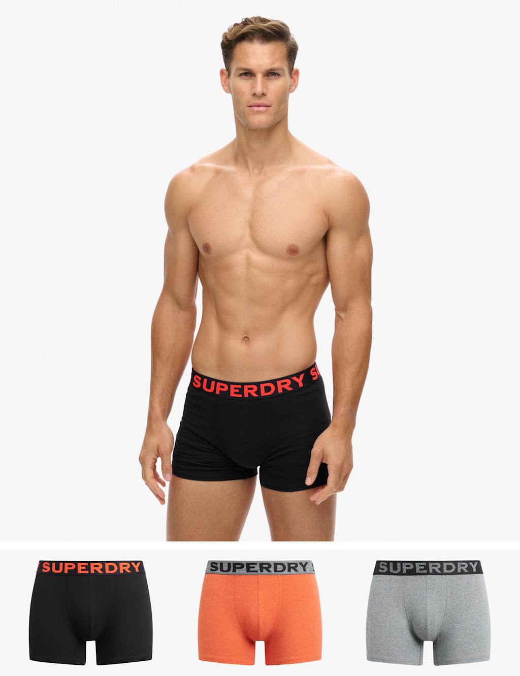 Superdry & Co Men's 3 Pack Pure Cotton Logo Waistband Boxers - M - Multi - Available at M&S