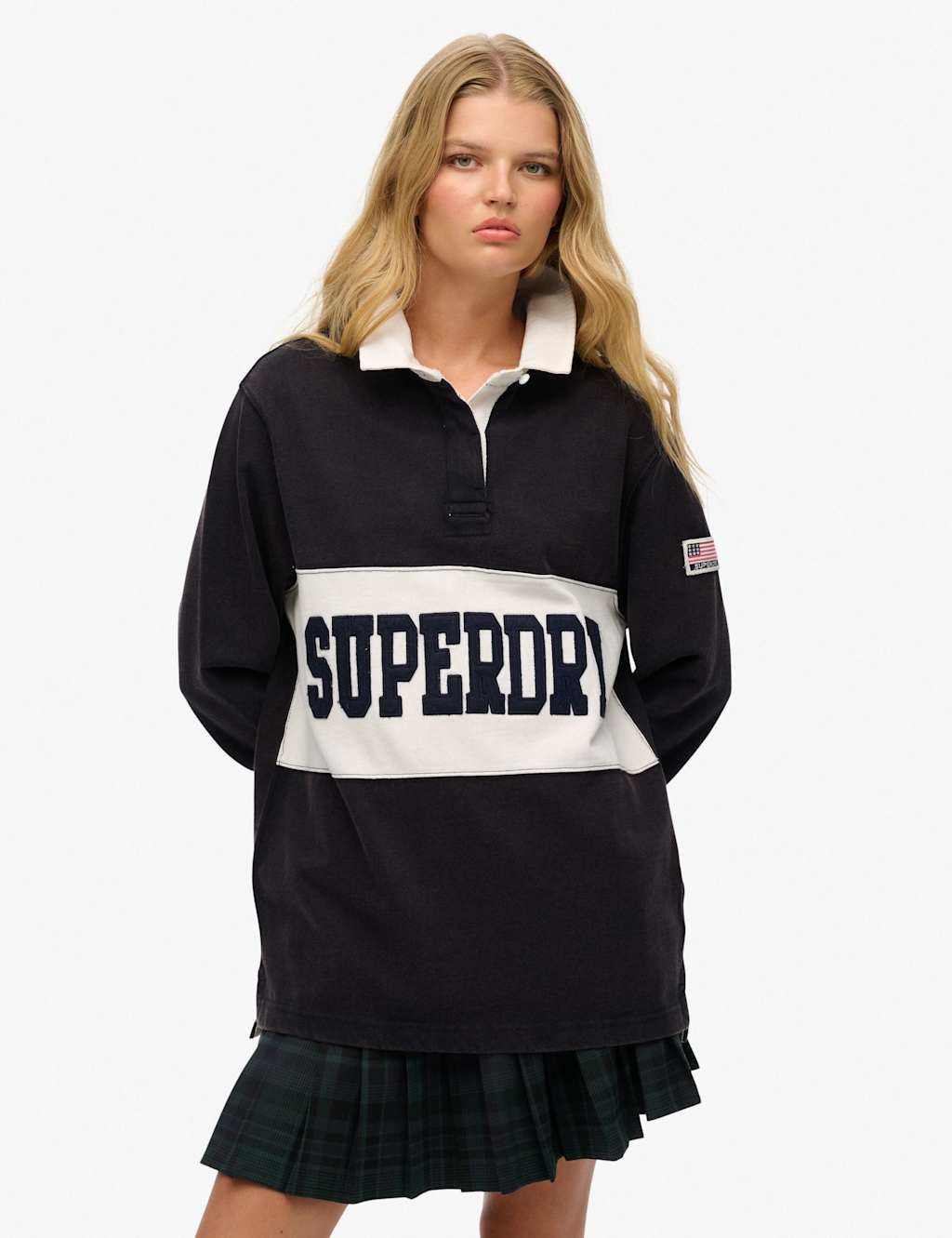 Pure Cotton Slogan Oversized Rugby Top