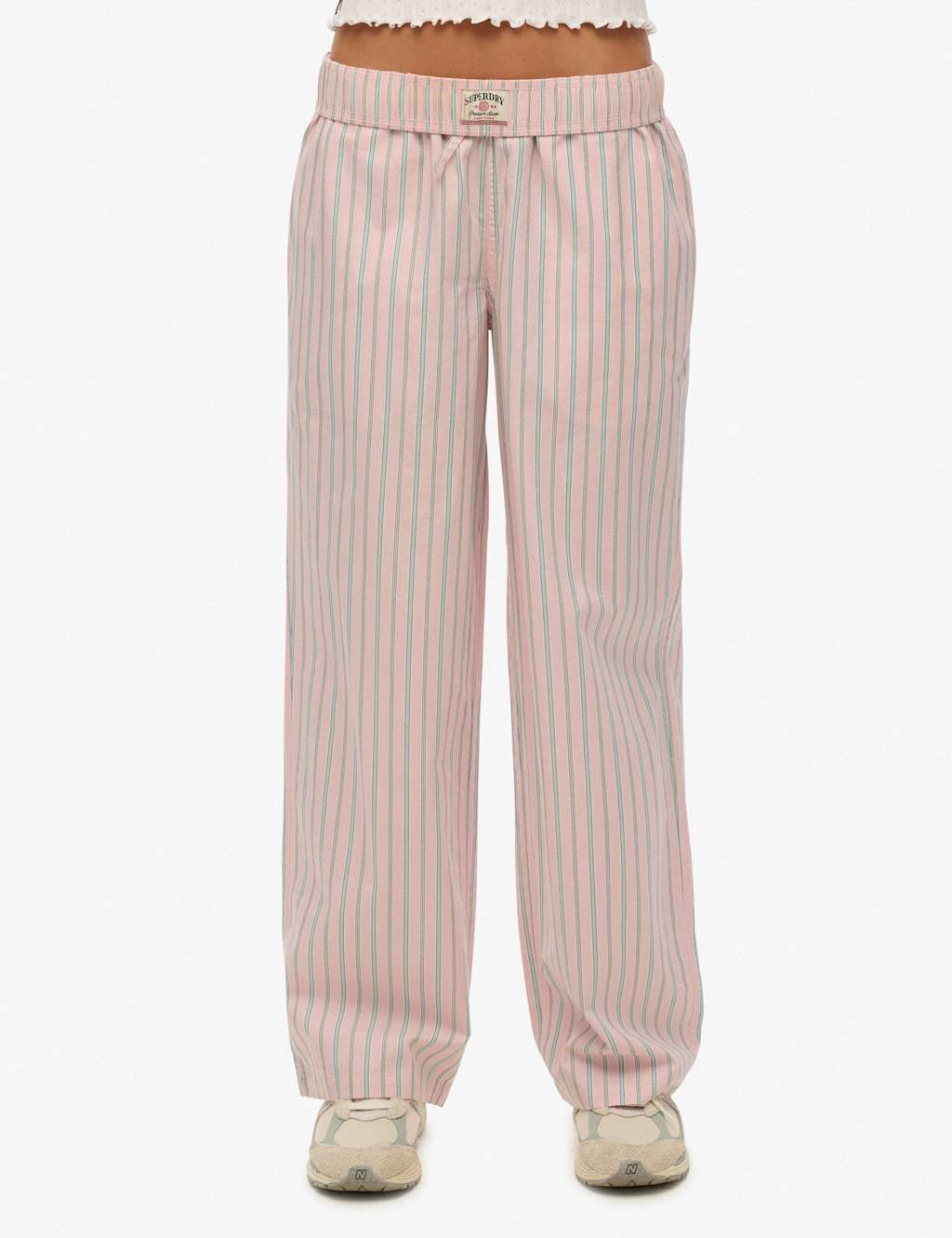 Pure Cotton Striped Elasticated Waist Trousers