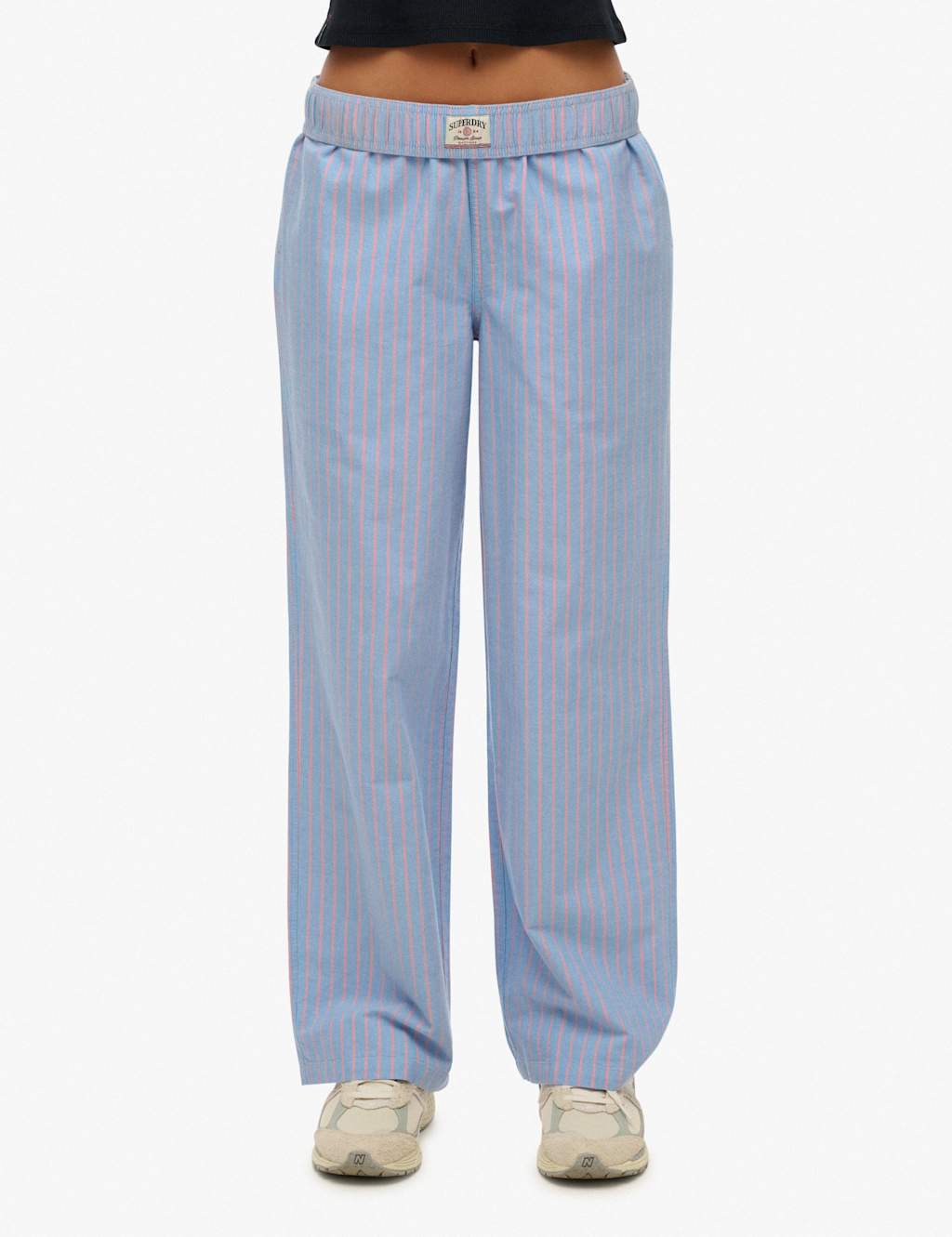 Pure Cotton Striped Elasticated Waist Trousers