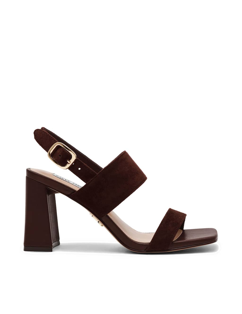 Steve Madden Wendie 015 Suede Ankle Strap Block Heel Sandals Dark Brown