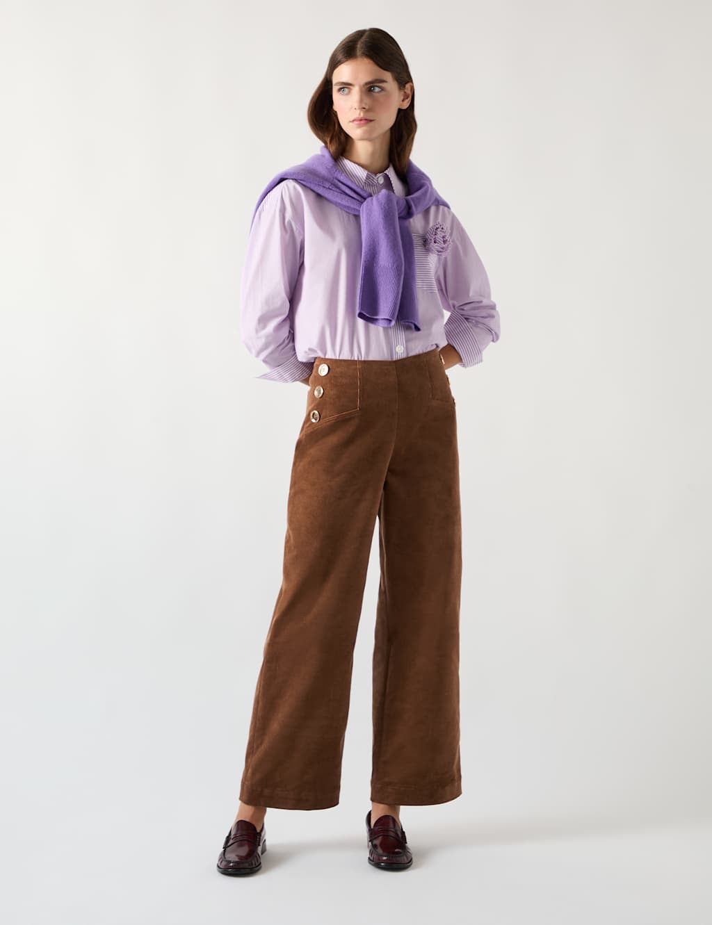 Cord Wide Leg Ankle Grazer Trousers
