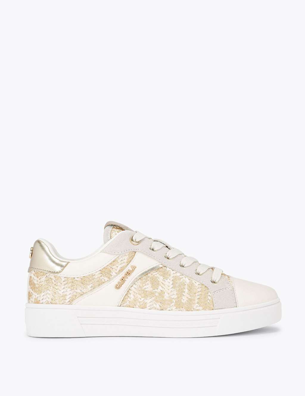 Carvela Women's Raffia Metallic Lace Up Trainers - 7 - Gold - Available at M&S
