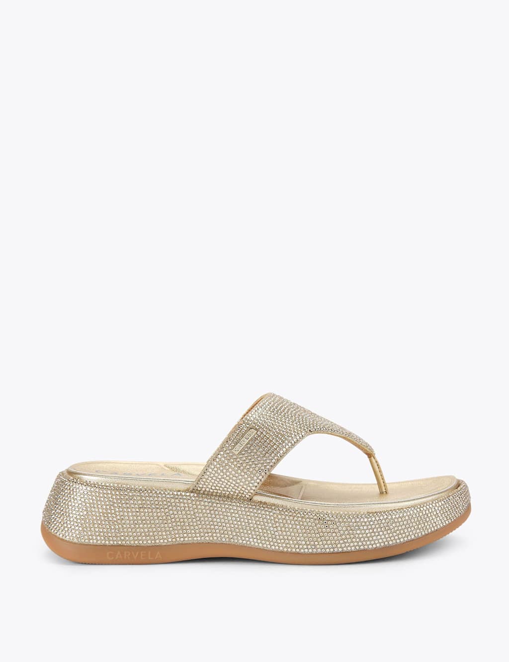 Carvela Women's Metallic Embellished Flatform Flip Flops - 7 - Silver - Available at M&S
