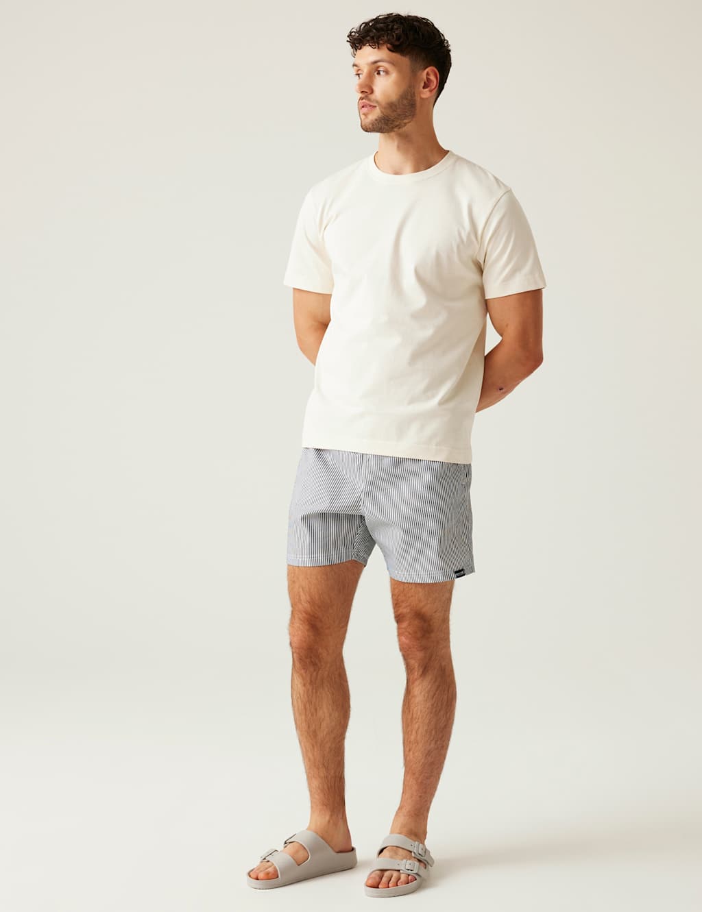 Regatta Men's Loras Pocketed Quick Dry Striped Swim Shorts - L - Navy Mix - Available at M&S