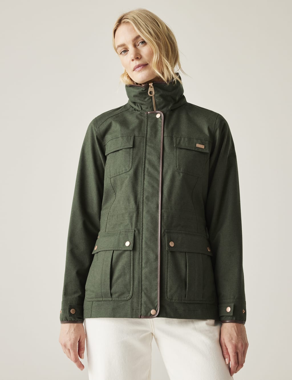 Alixa Hooded Funnel Neck Utility Jacket