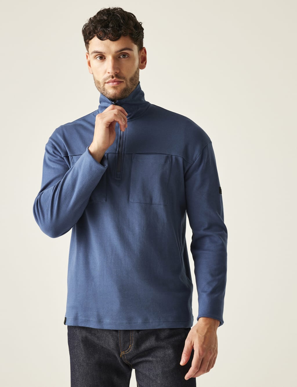 Ferdo Pure Cotton Half Zip Sweatshirt