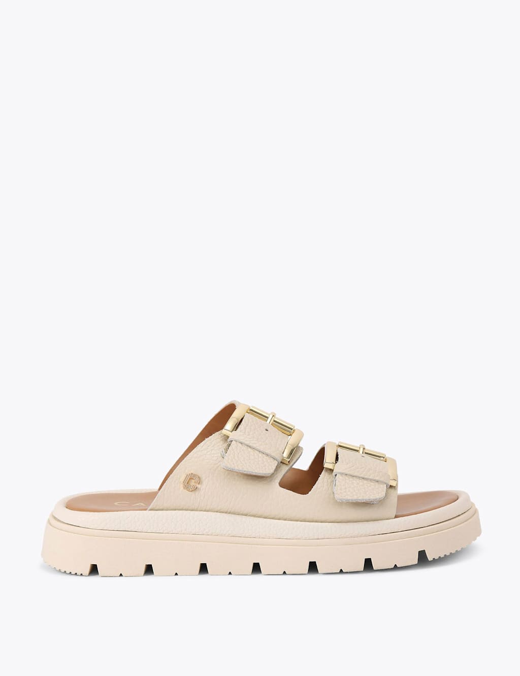 Carvela Women's Leather Buckle Flatform Sliders - 4 - Cream - Available at M&S