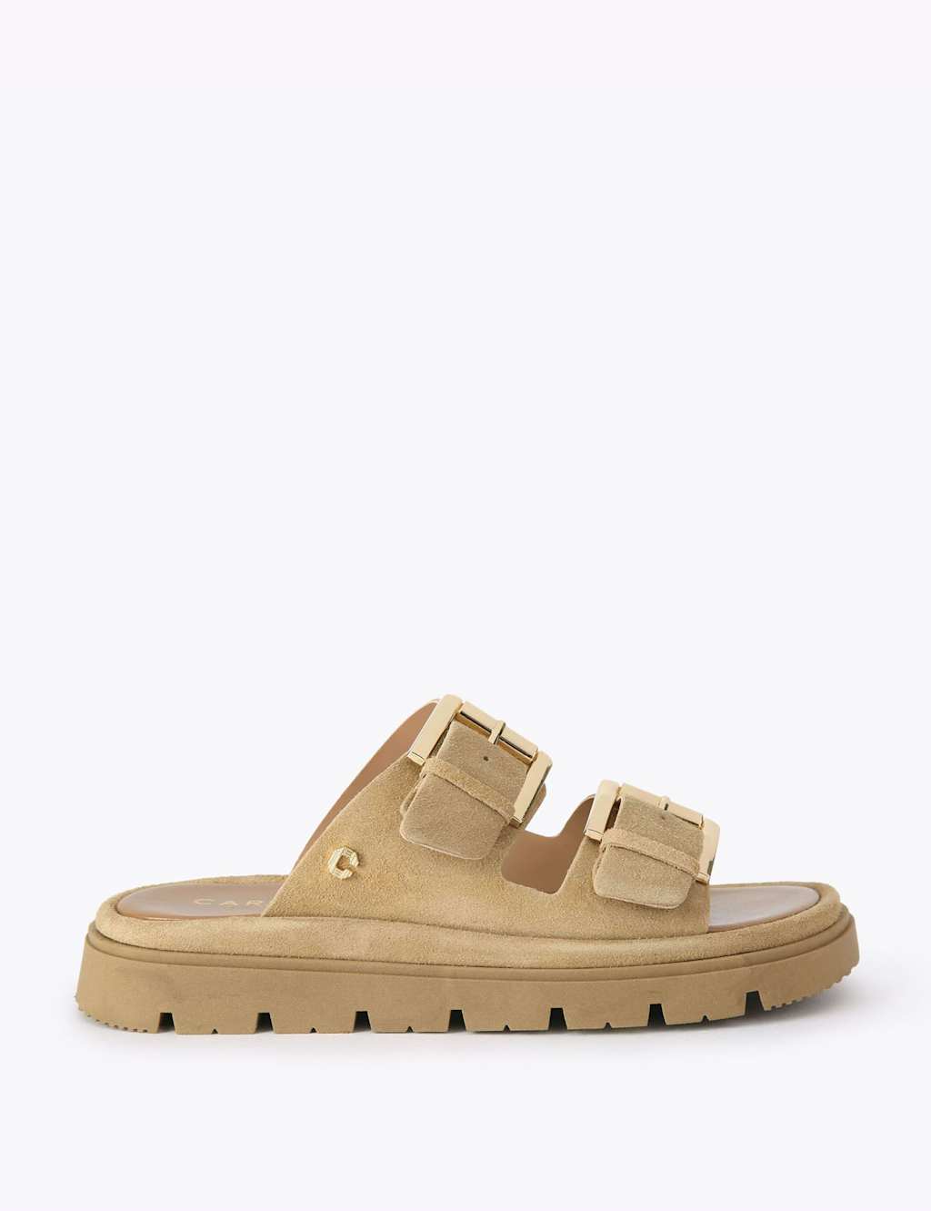 Carvela Women's Leather Buckle Flatform Sliders - 7 - Beige - Available at M&S