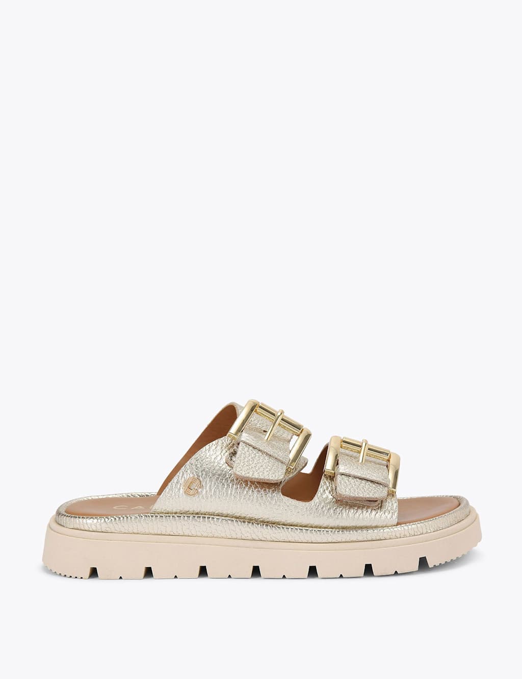 Carvela Women's Leather Buckle Flatform Sliders - 7 - Silver - Available at M&S