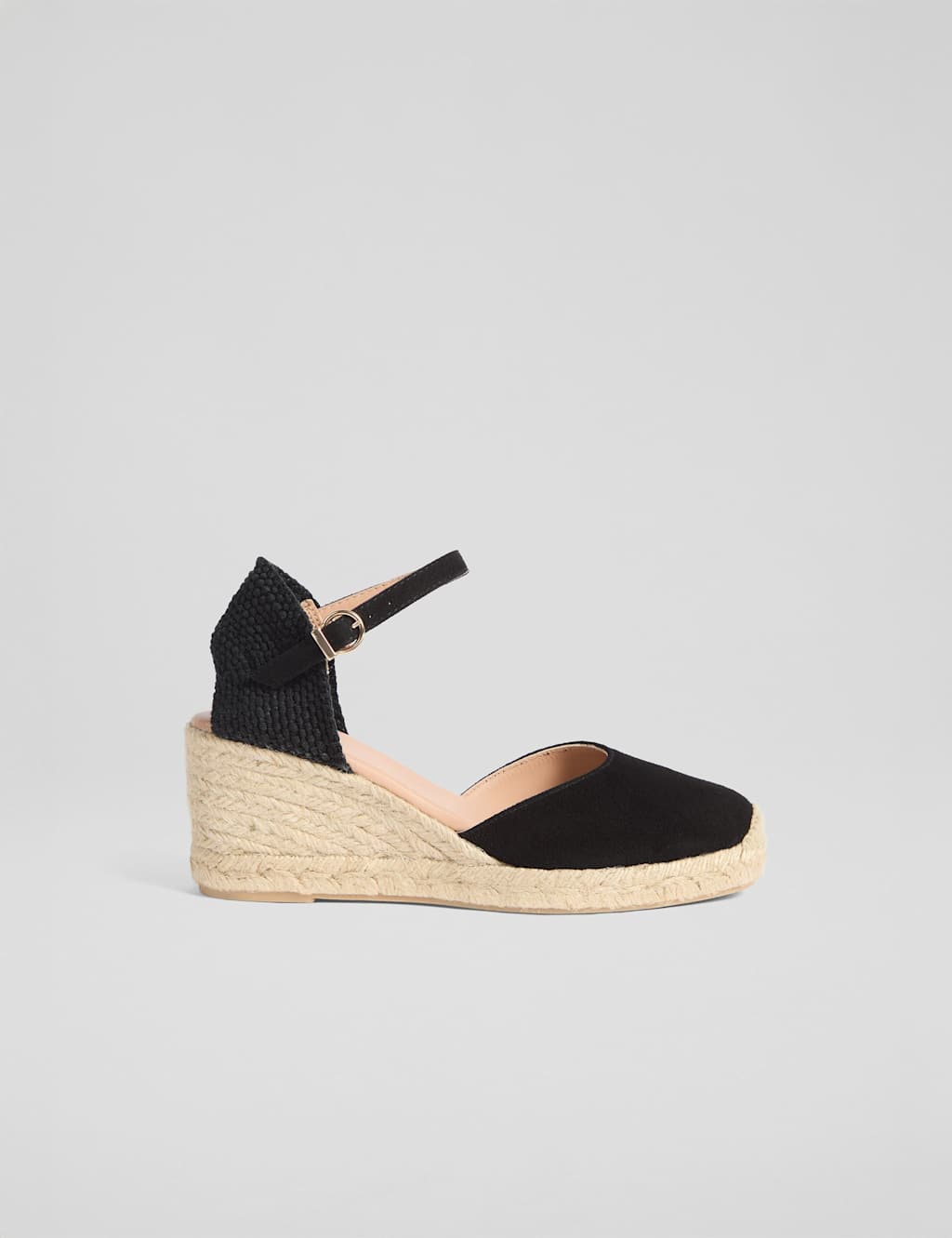 Suede Ankle Strap Wedge Espadrilles