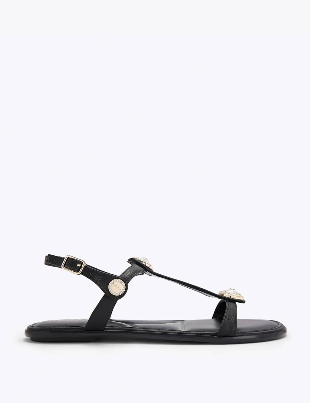 Carvela Women's Leather Embellished Ankle Strap Flat Sandals - 6 - Black - Available at M&S