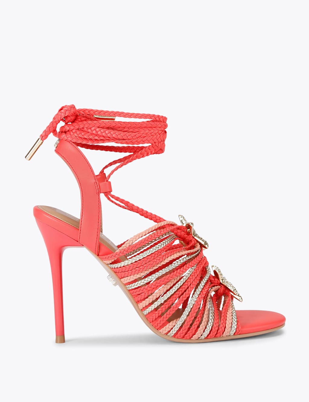 Carvela Women's Embellished Ankle Tie Stiletto Heels - 6 - Orange Mix - Available at M&S