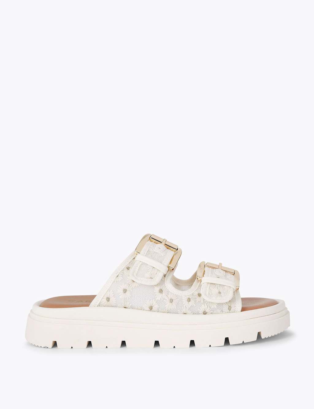 Carvela Women's Mesh Floral Embroidered Flatform Sliders - 5 - White - Available at M&S