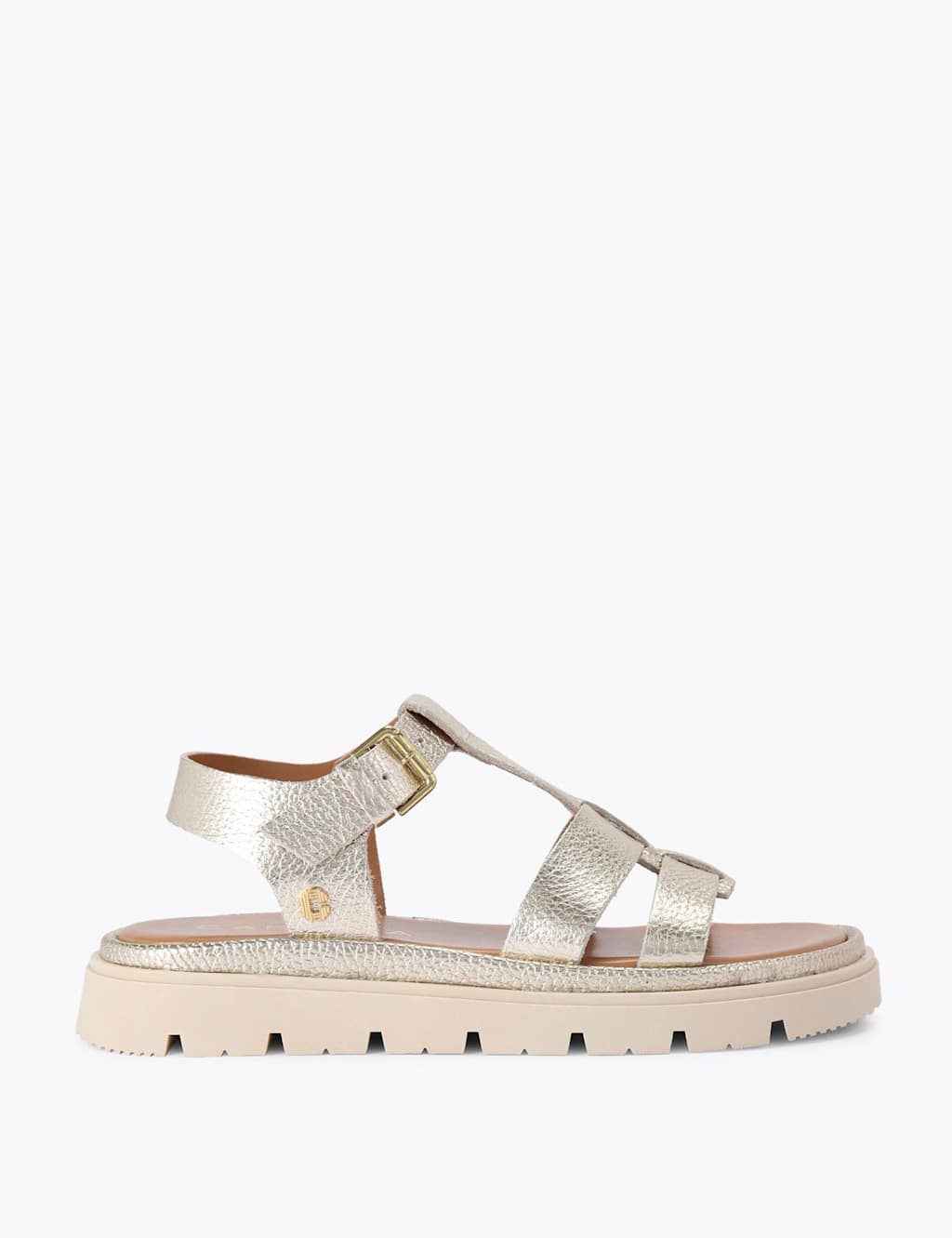 Carvela Women's Leather Metallic T-Bar Flatform Sandals - 7 - Silver - Available at M&S
