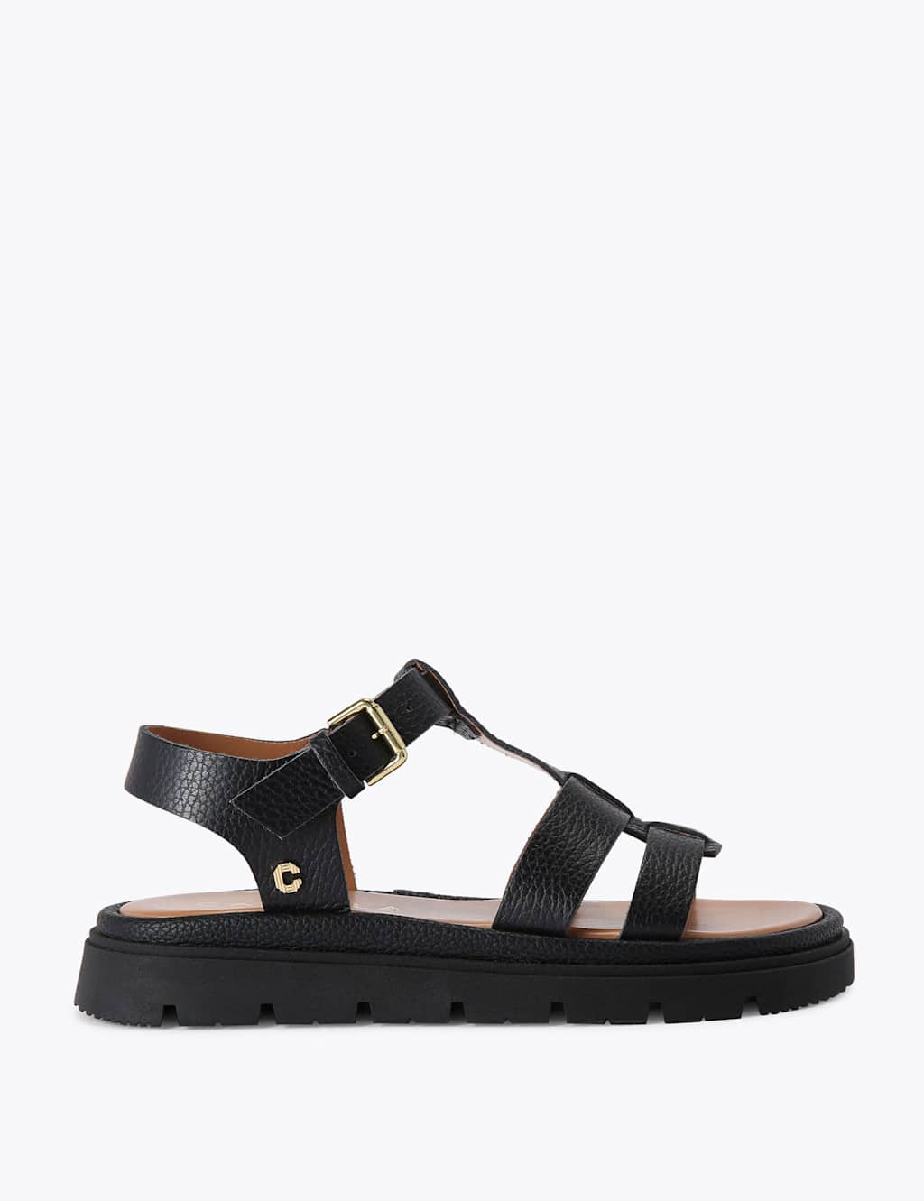 Carvela Women's Leather Metallic T-Bar Flatform Sandals - 8 - Black - Available at M&S