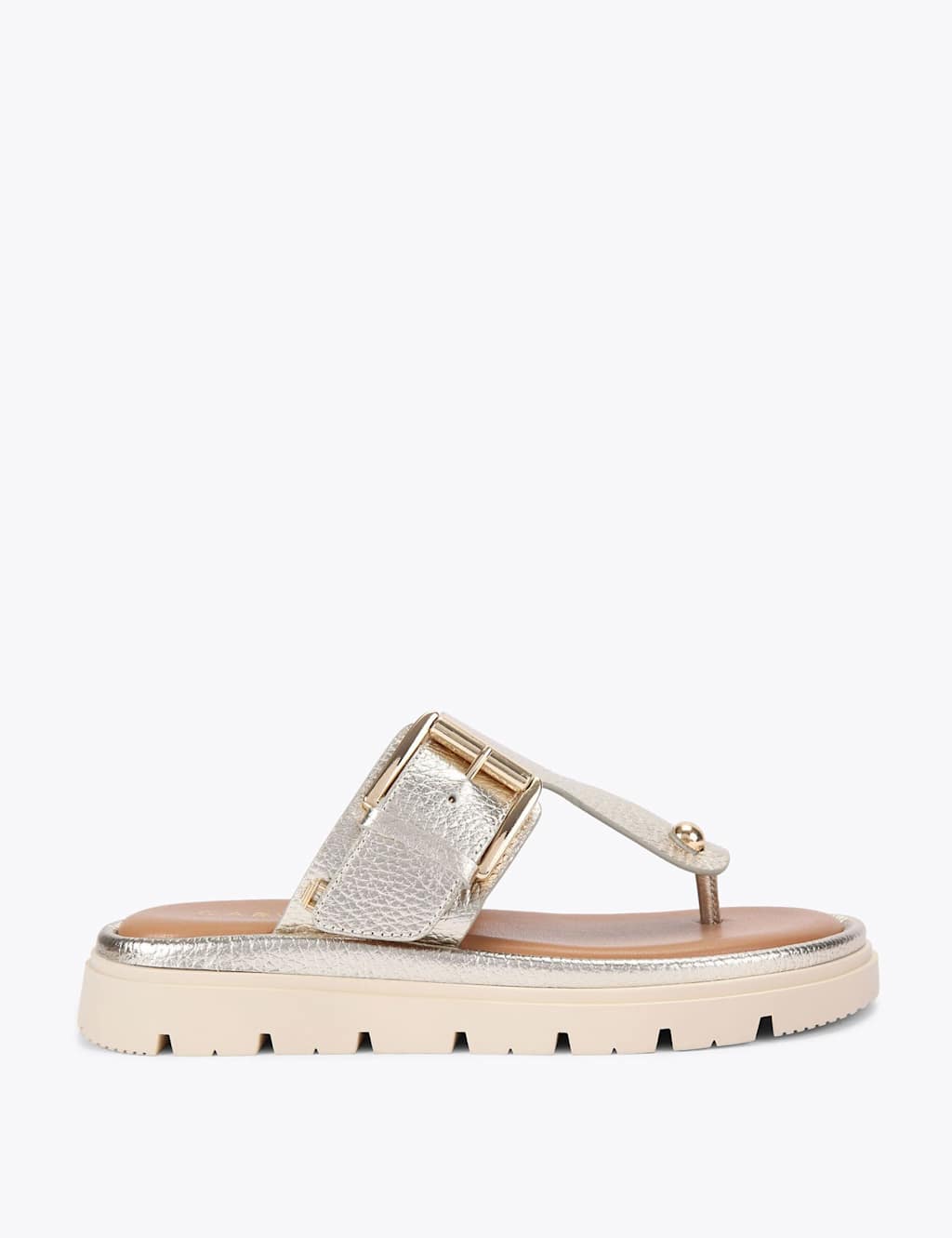 Carvela Women's Leather T-Bar Flatform Sandals - 7 - Silver - Available at M&S