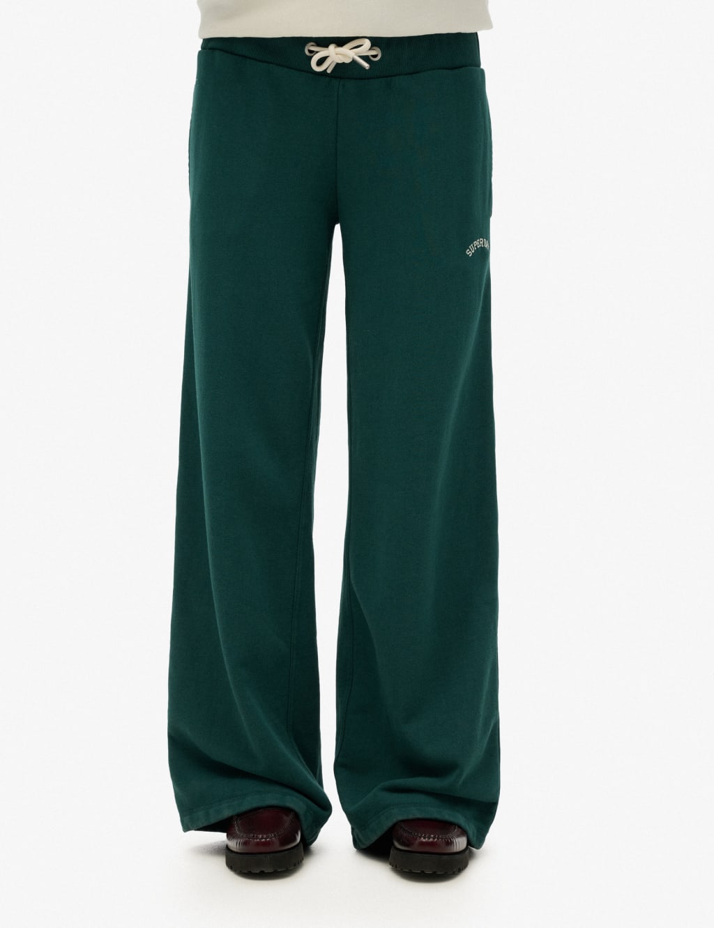 Pure Cotton Embroidered Logo Wide Leg Joggers