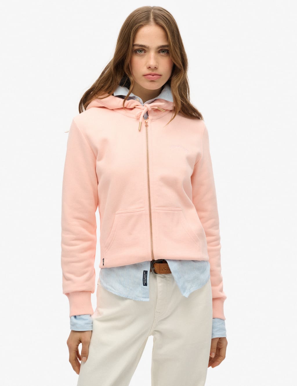 Cotton Rich Zip Up Embroidered Logo Hoodie