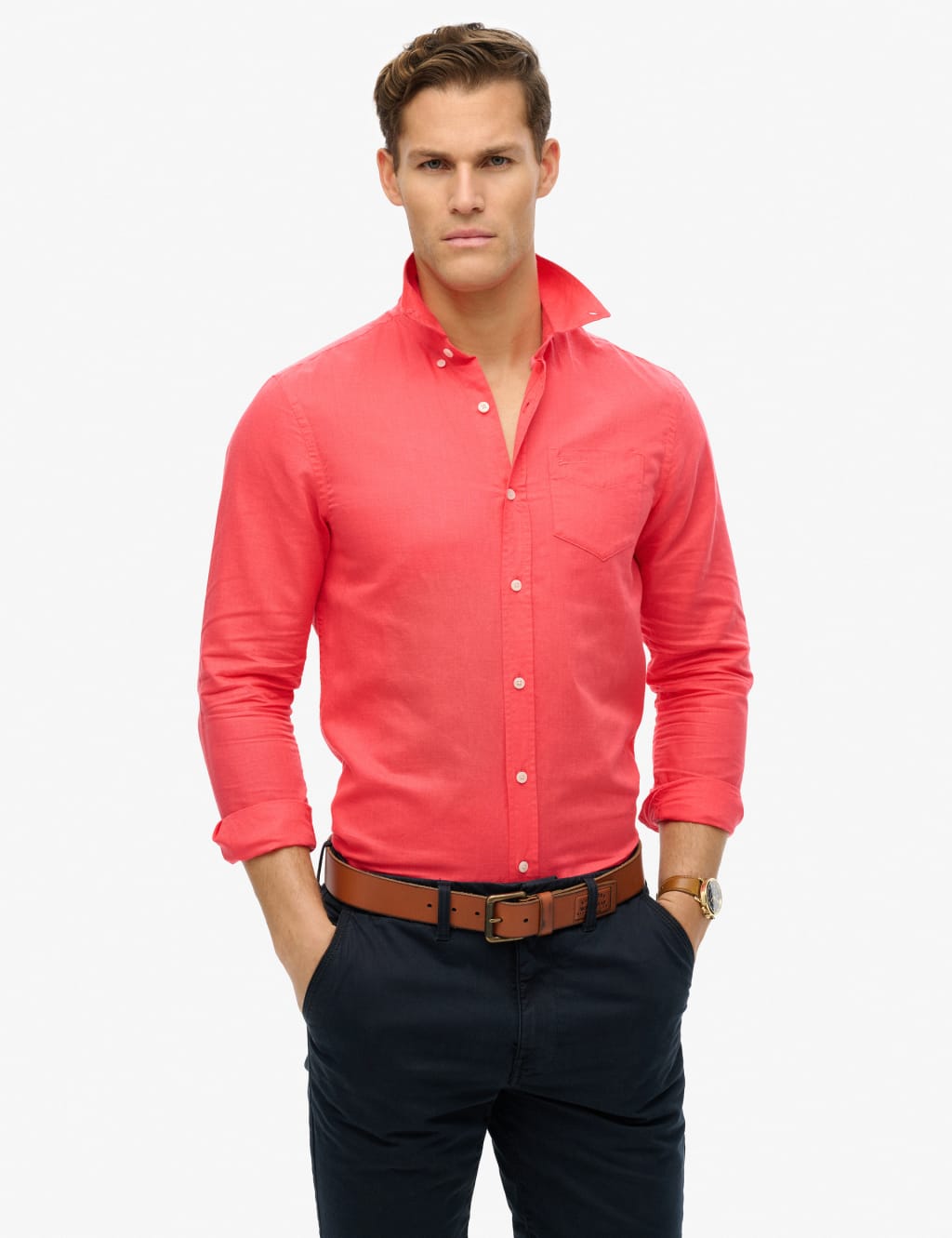 Cotton Linen Blend Long Sleeve Shirt