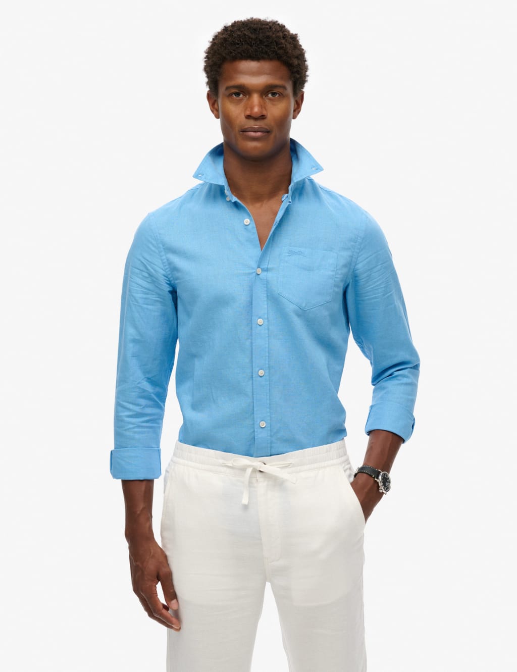 Cotton Linen Blend Long Sleeve Shirt