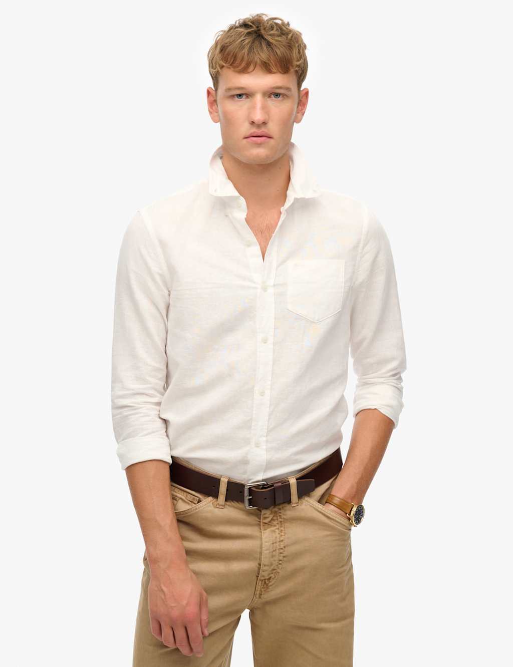 Cotton Linen Blend Long Sleeve Shirt