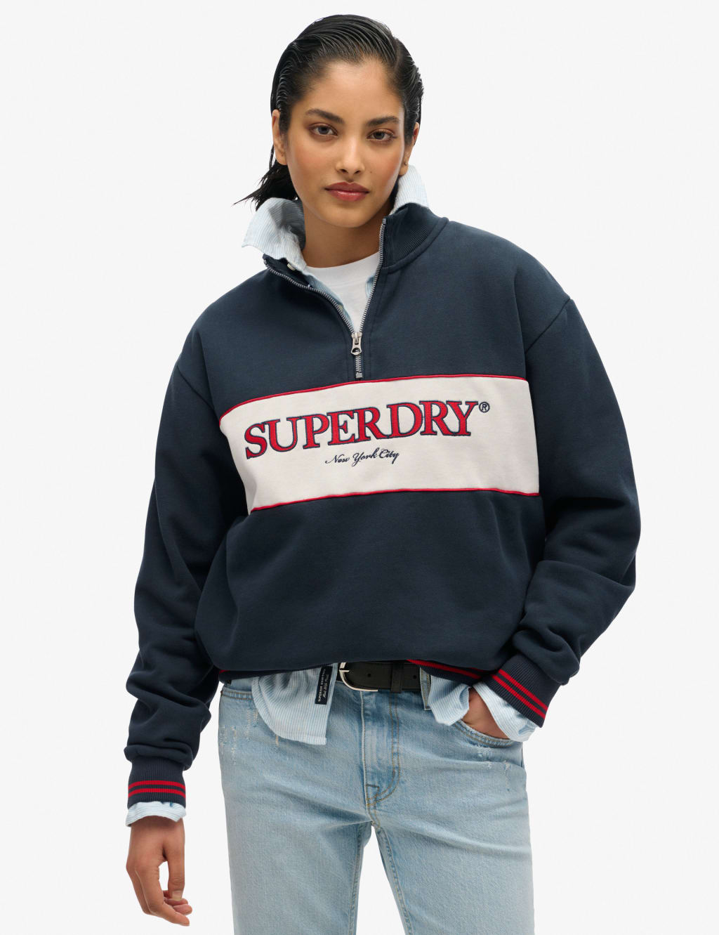 Cotton Rich Oversized Half Zip Sweatshirt
