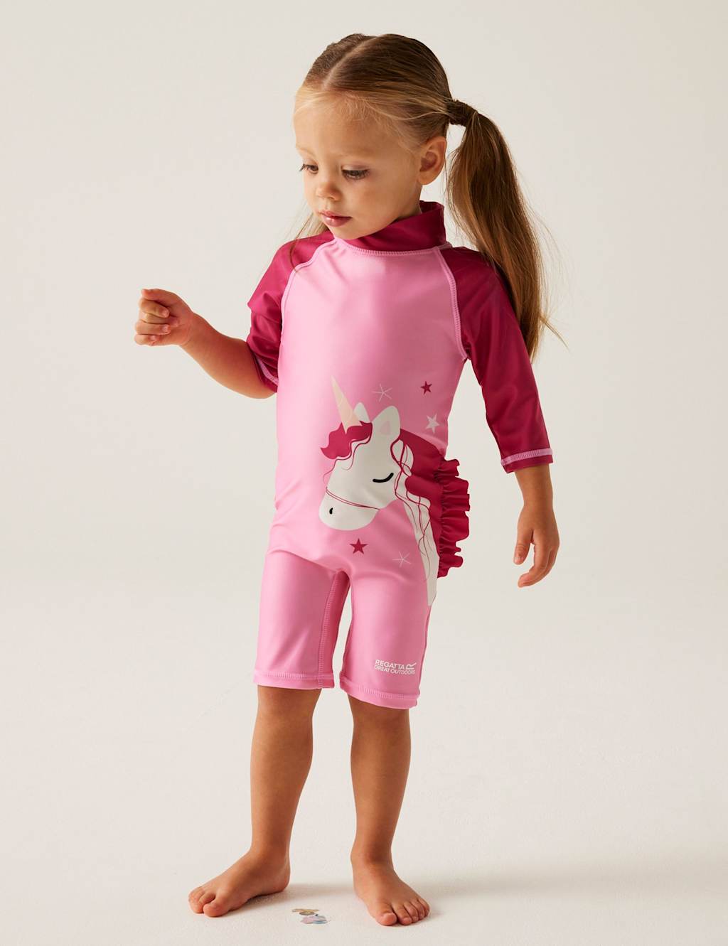 Unicorn 3/4 Sleeve All In One Swimsuit (6 Mths - 6 Yrs)