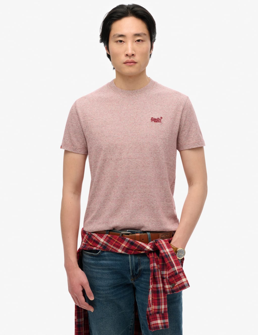Superdry Men's Slim Fit Pure Cotton Crew Neck T-Shirt - Red, Red