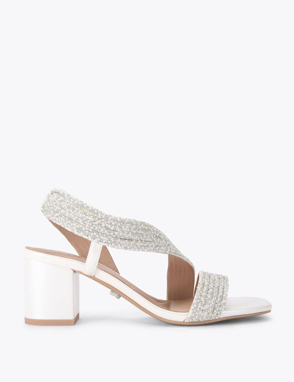 Carvela Women's Wide Fit Metallic Block Heel Square Toe Heels - 4 - White - Available at M&S