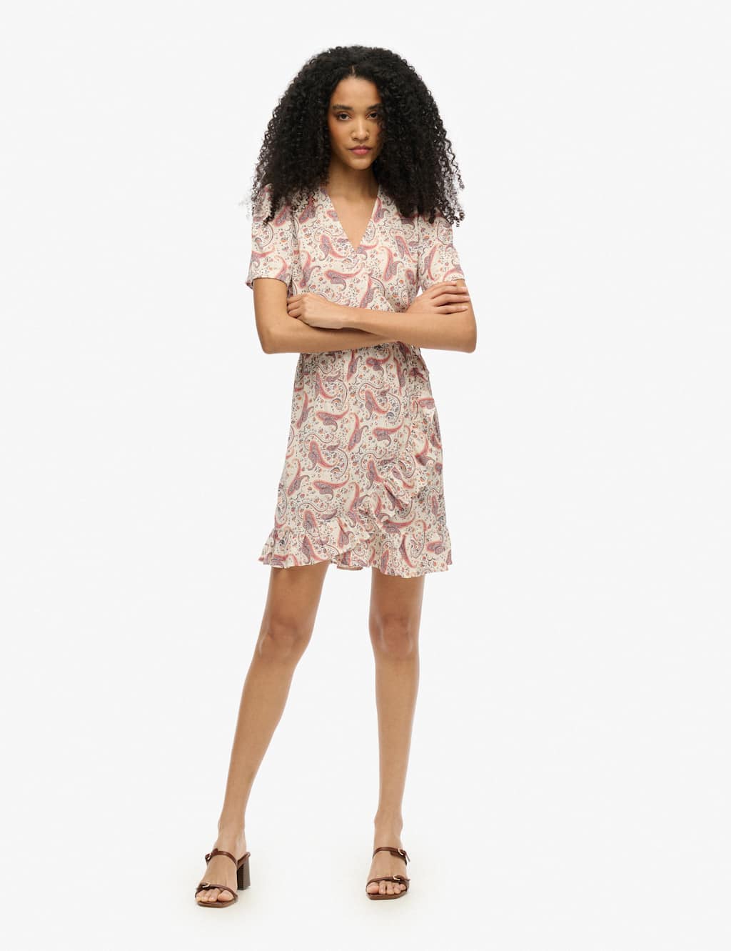 Printed Mini Wrap Dress