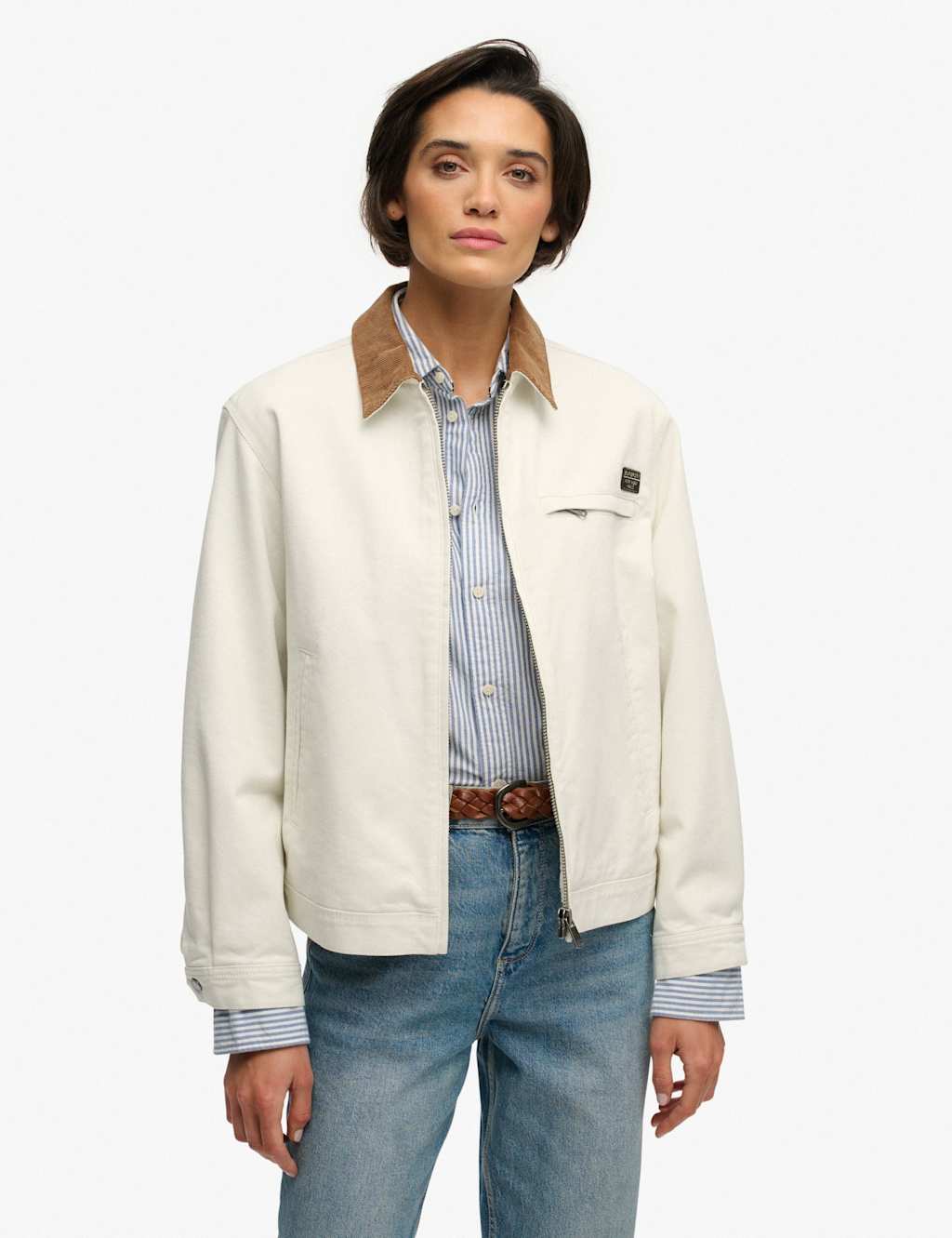 Superdry & Co Women's Cotton Rich Twill Cord Collar Utility Jacket - 16 - White - Available at M&S
