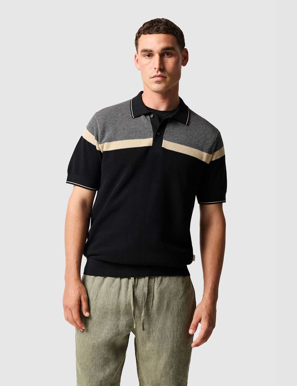 Rodd & Gunn Men's Barret Reef Pure Cotton Knitted Polo Shirt - L - Charcoal Mix - Available at M&S