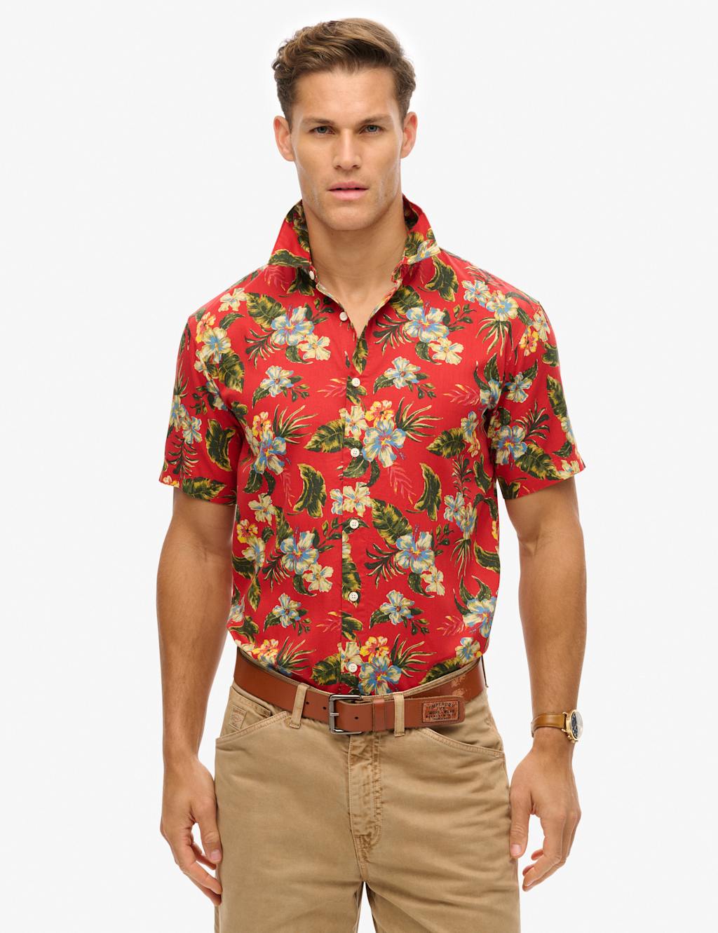 Cotton Blend Hawaiian Shirt