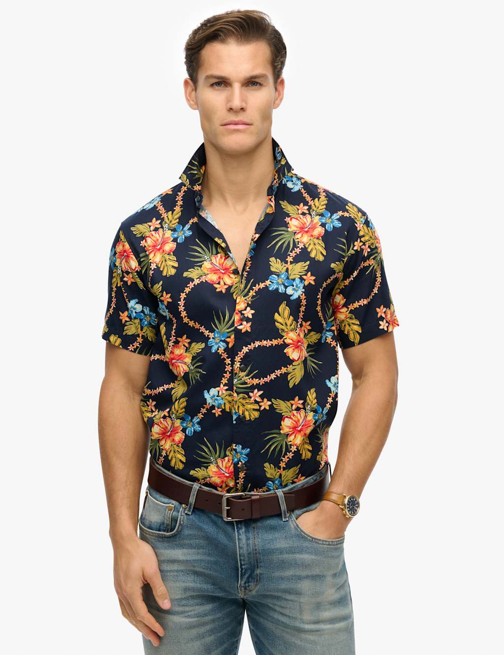 Cotton Blend Hawaiian Shirt