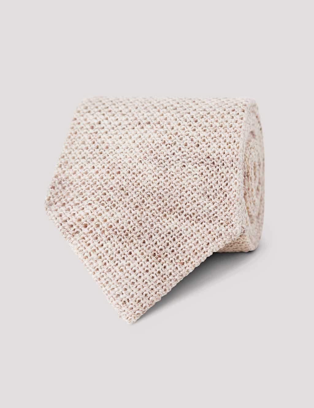 Hawes & Curtis Men's Linen Knitted Tie - Ecru, Ecru,Blue