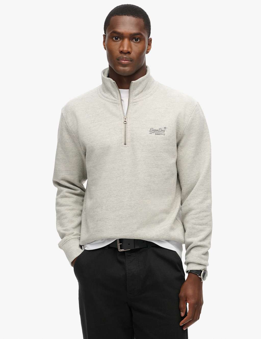Cotton Rich Half Zip Henley Sweatshirt