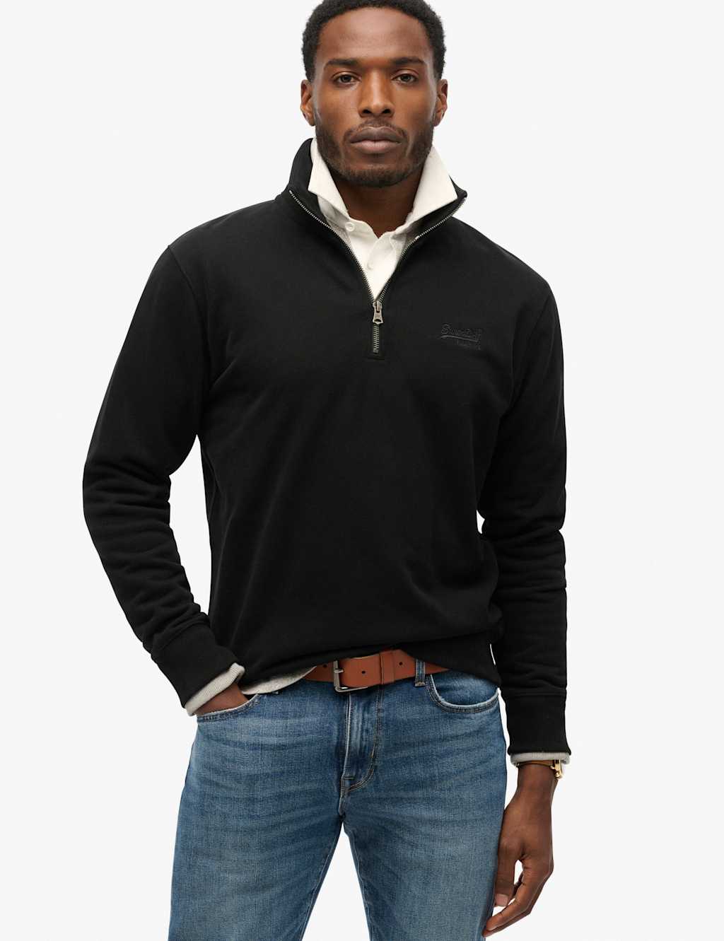 Cotton Rich Half Zip Henley Sweatshirt