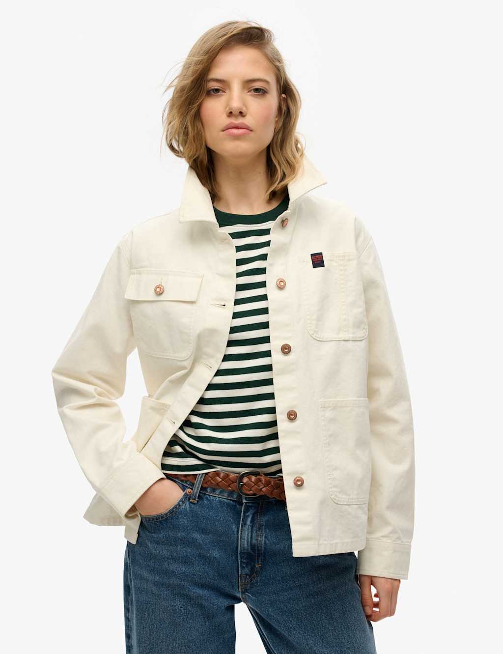 Pure Cotton Denim Relaxed Utility Jacket