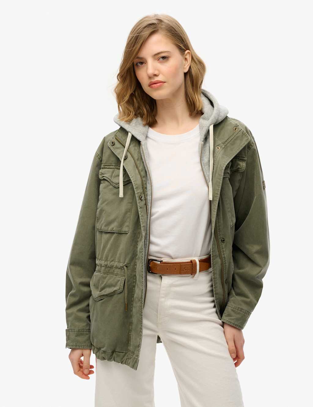 Jersey Hooded Relaxed Utility Jacket