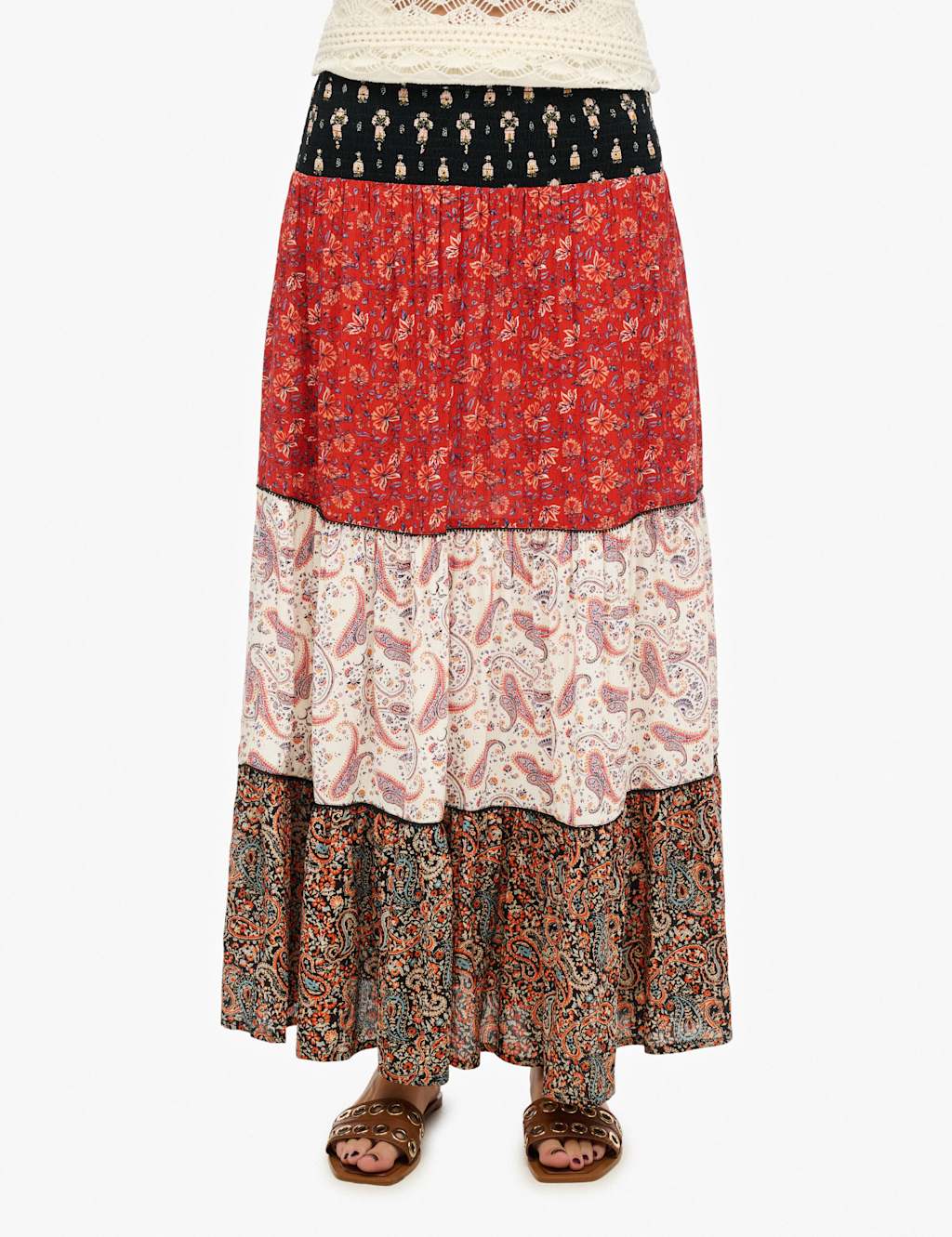 Printed Maxi Tiered Skirt
