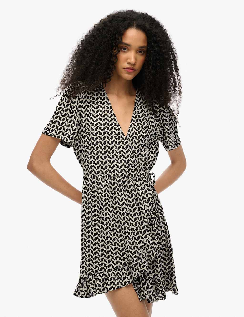 Printed Mini Wrap Dress