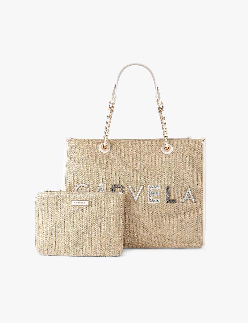 Carvela Women's Raffia Beaded Tote Bag - Beige Mix - Available at M&S