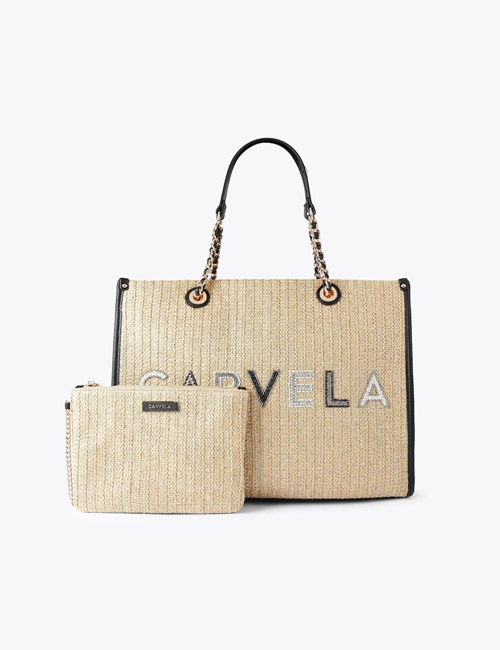 Carvela Women's Raffia Beaded Tote Bag - Black Mix - Available at M&S
