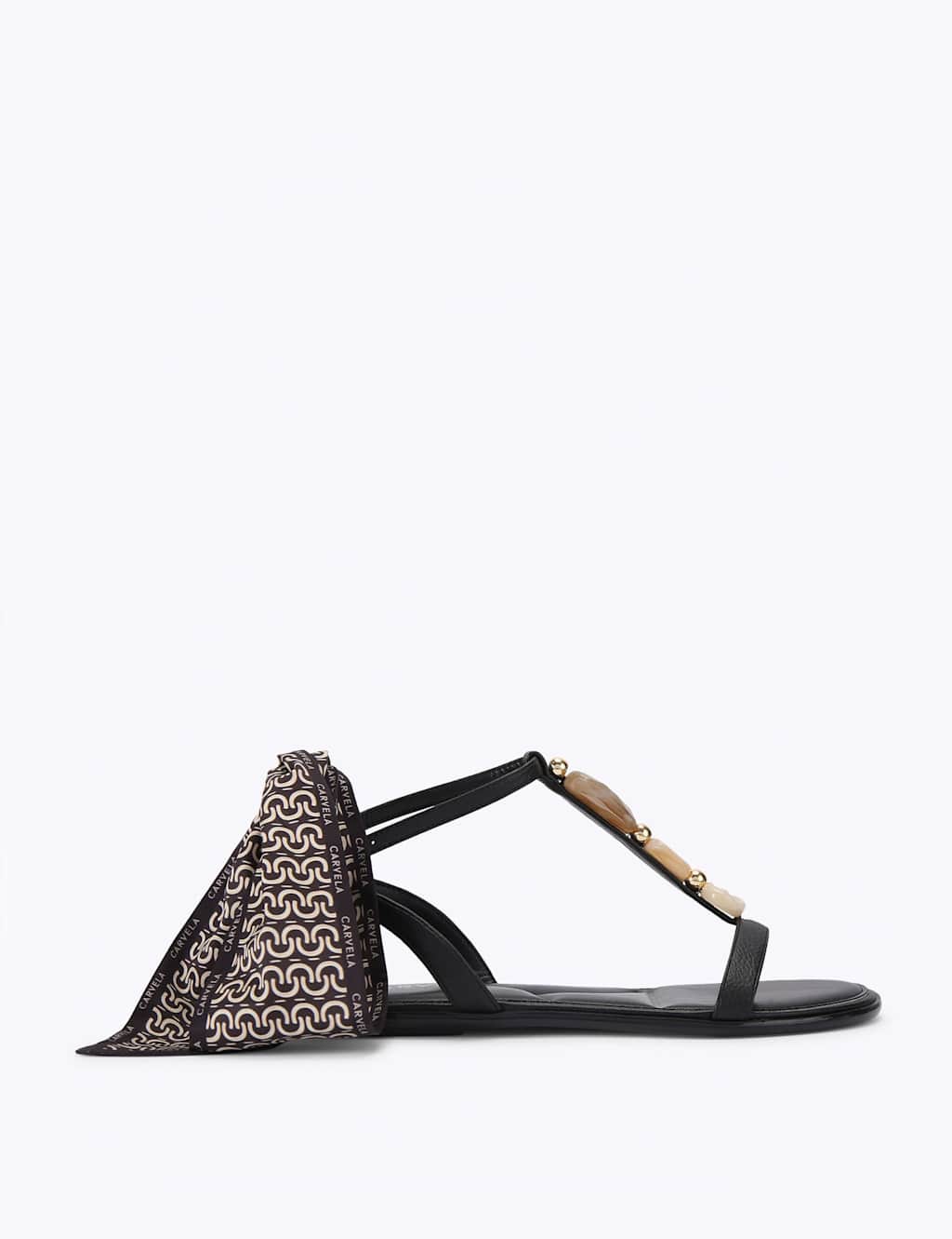 Carvela Women's Embellished Scarf Ankle Strap Flat Sandals - 5 - Black - Available at M&S