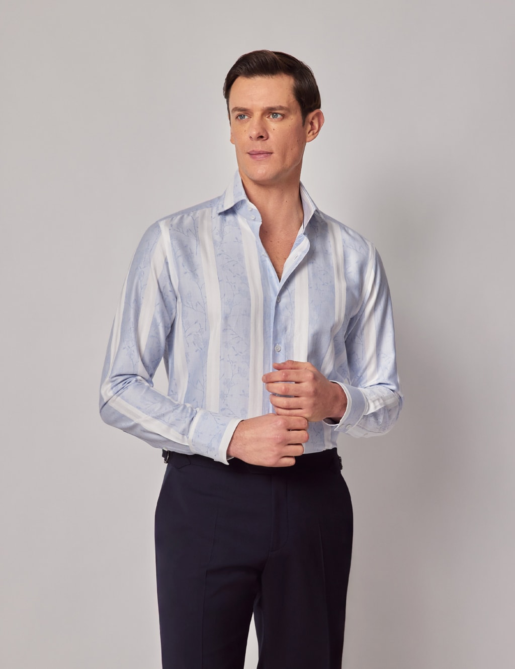 Hawes & Curtis Men's Regular Fit Easy Iron Pure Cotton Shirt - M - Blue Mix, Blue Mix